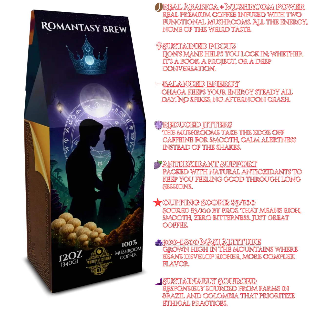 Romantasy coffee for writers - fae inspired bookish coffee cover & health benefits
