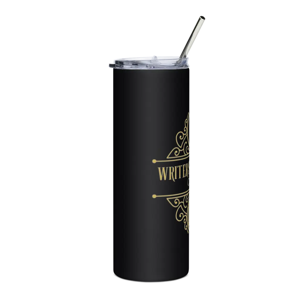 Writers & Readers fiction Coffee stainless steel tumbler left